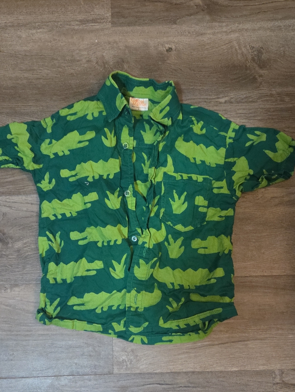Kids' Green Alligator Print Button-Up Shirt